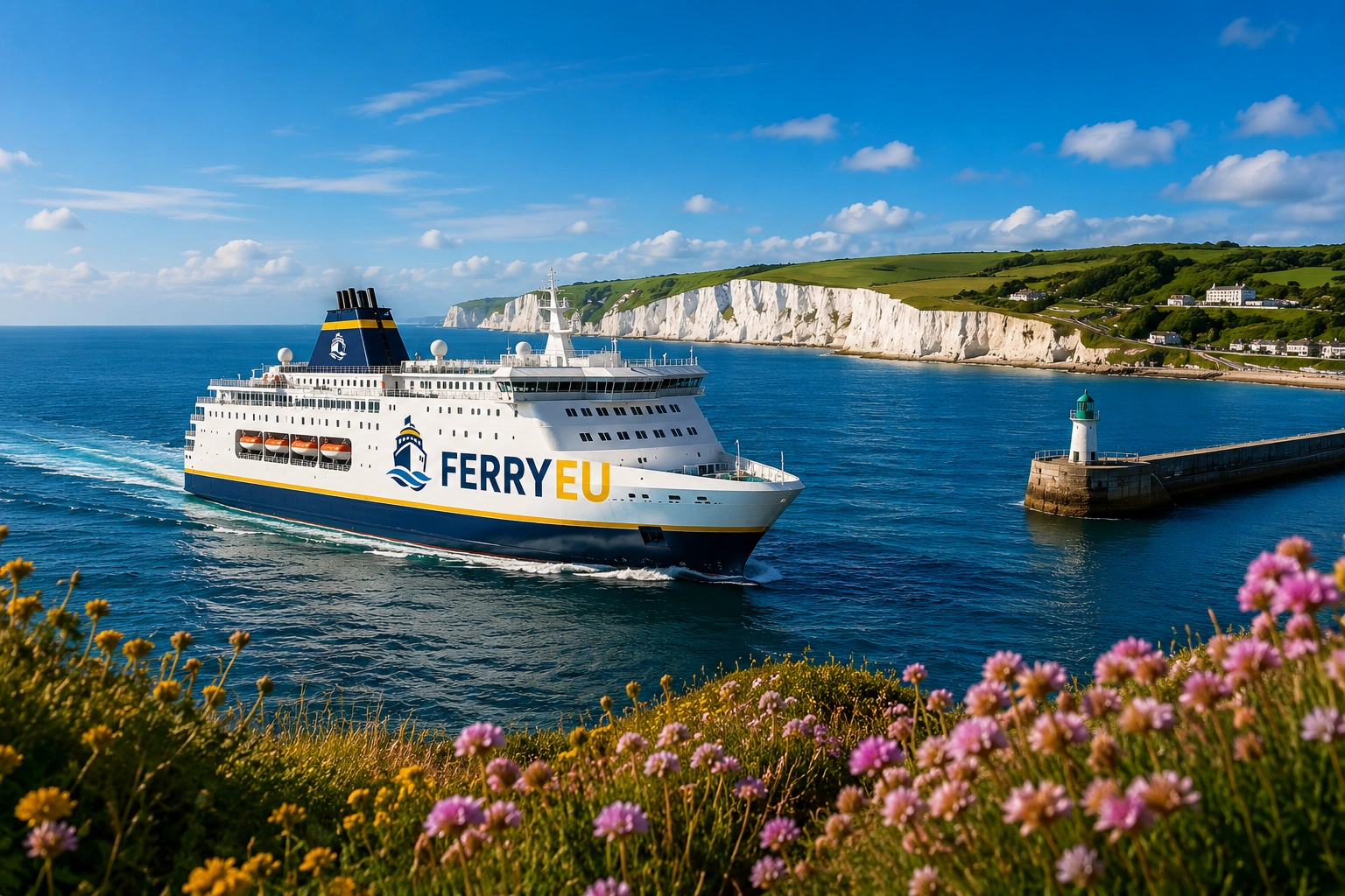 Ferry num porto europeu