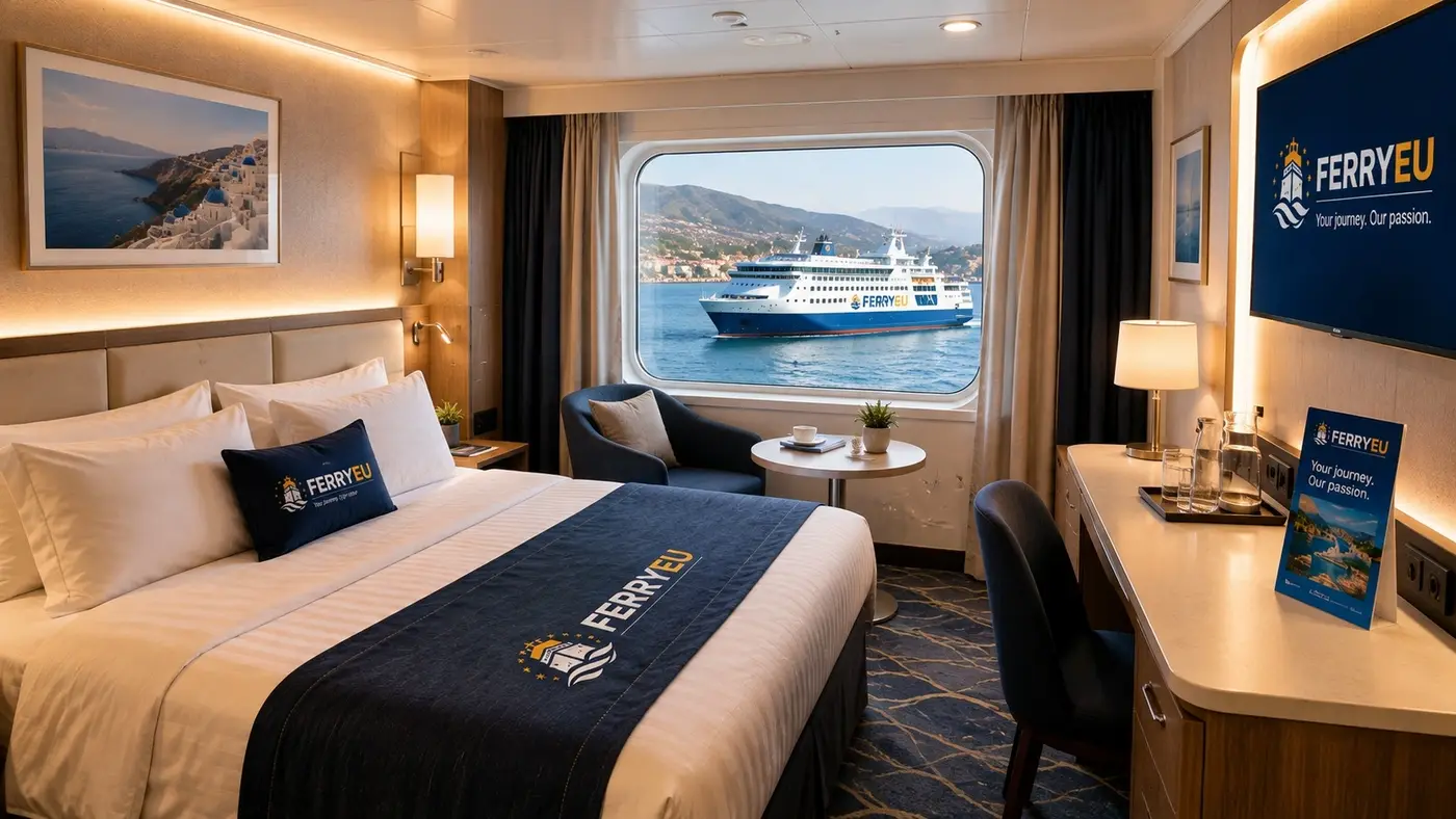 Camarote premium num ferry de passageiros