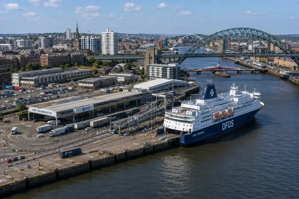Ferry da DFDS no terminal de passageiros do Port of Tyne, perto de Newcastle