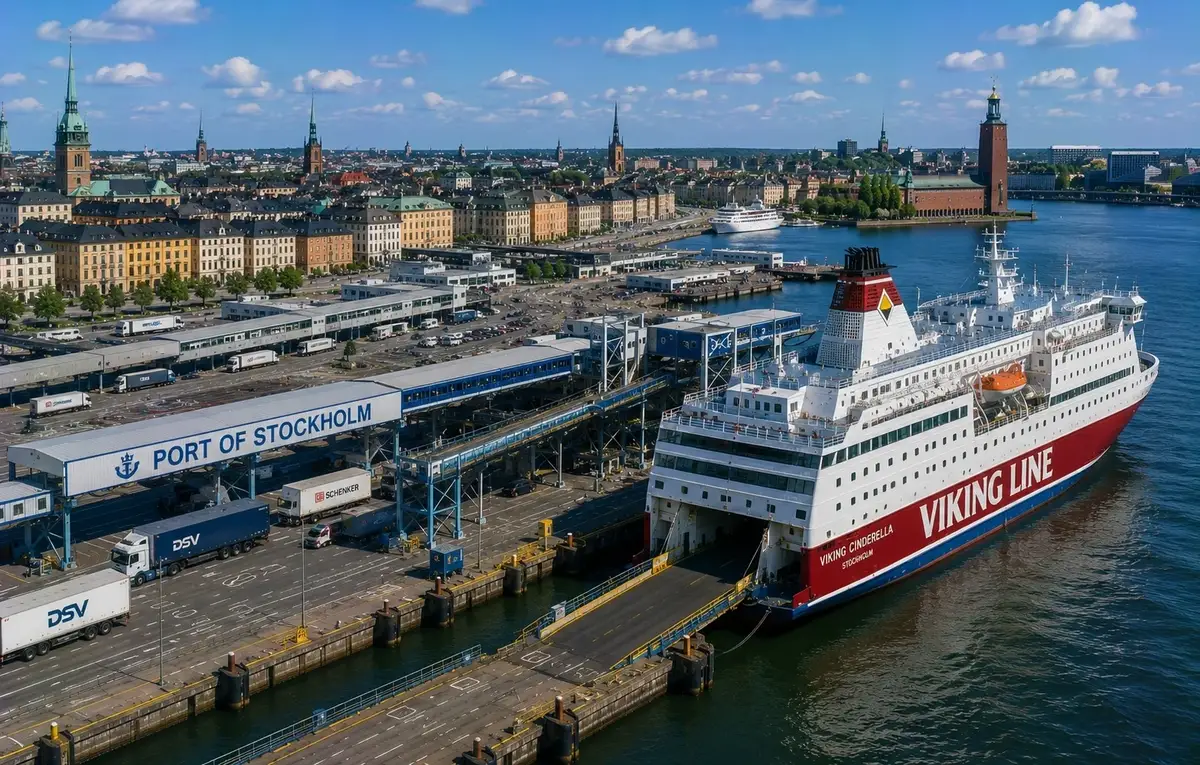 Ferry de passageiros da Viking Line no porto de Estocolmo
