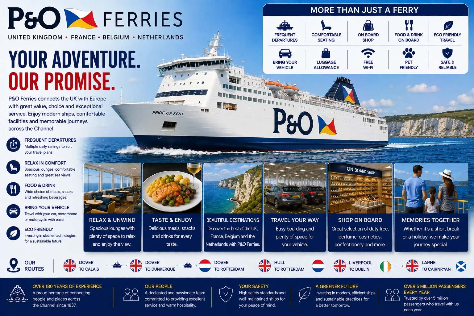 Ferry P&O Ferries para passageiros e veículos no mar