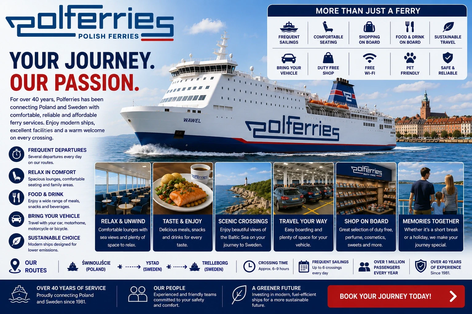 Ferry Polferries para passageiros e veículos no mar Báltico