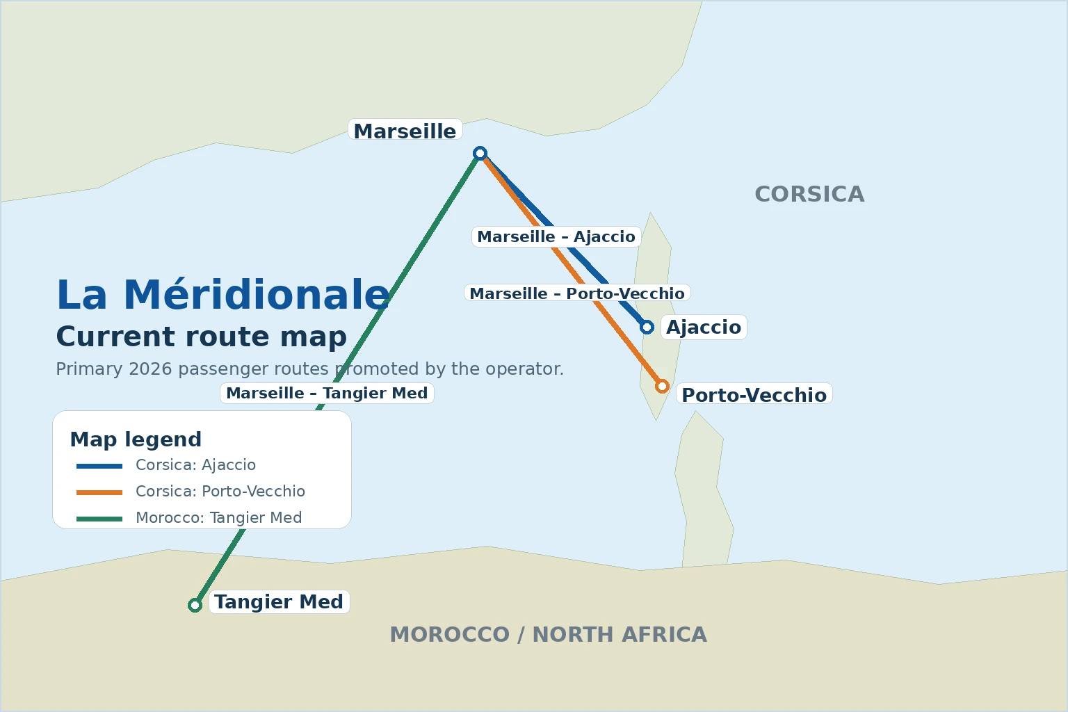 Mapa das rotas La Méridionale