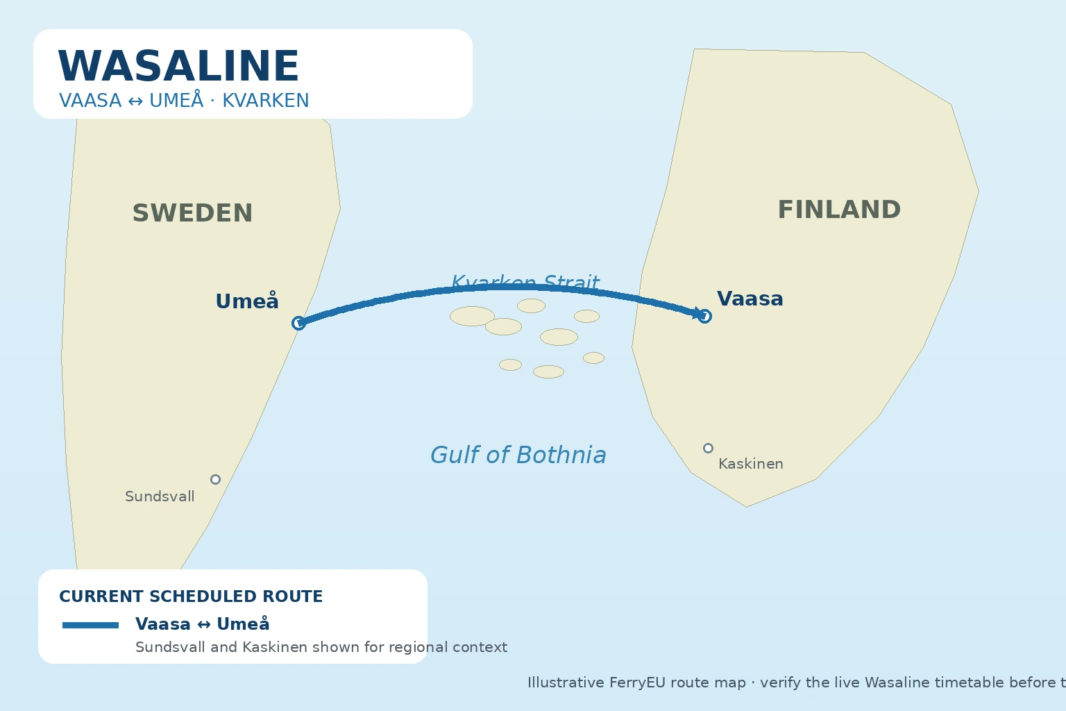 Mapa ilustrativo da rota da Wasaline