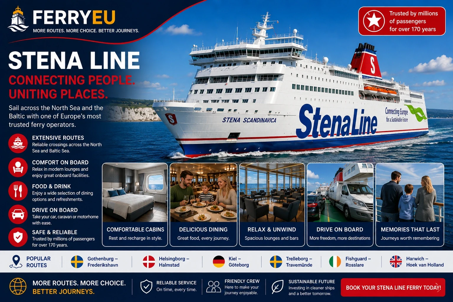 Ferry Stena Line para passageiros e veículos no mar