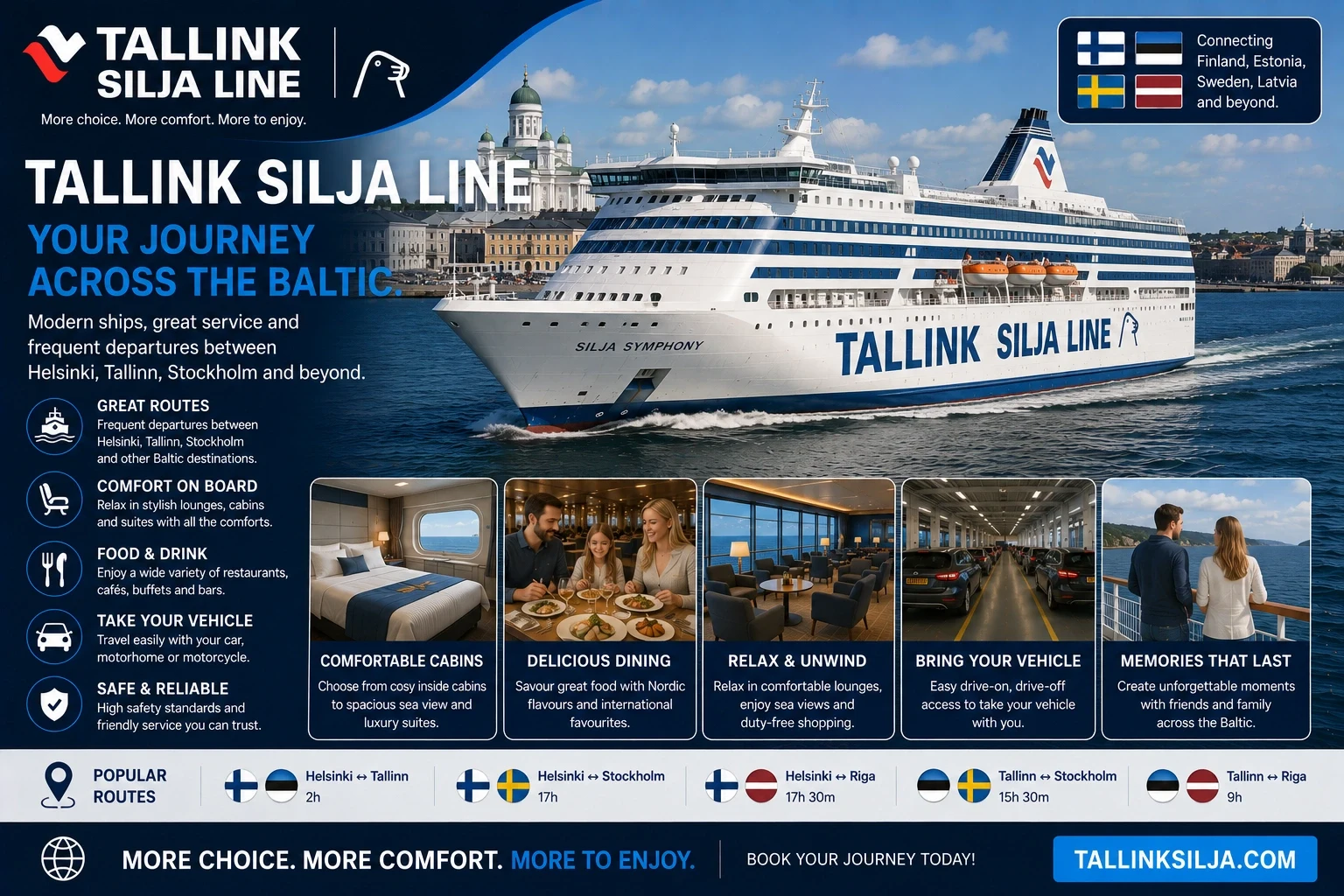 Ferry Tallink Silja Line para passageiros e veículos no mar Báltico